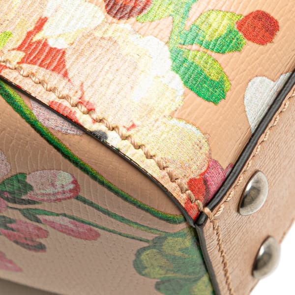 Pre-owned Gucci Mini Calfskin Blooms Bamboo Shopper Satchel Pink
