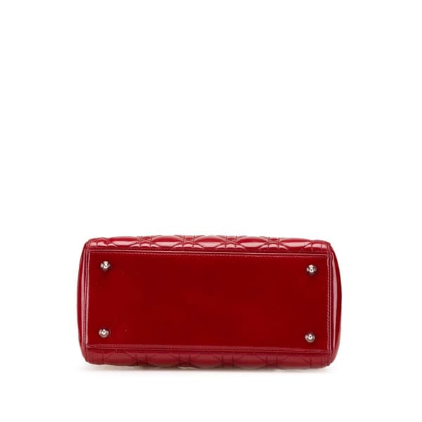 Pre-owned Dior Medium Patent Cannage Lady Dior Red