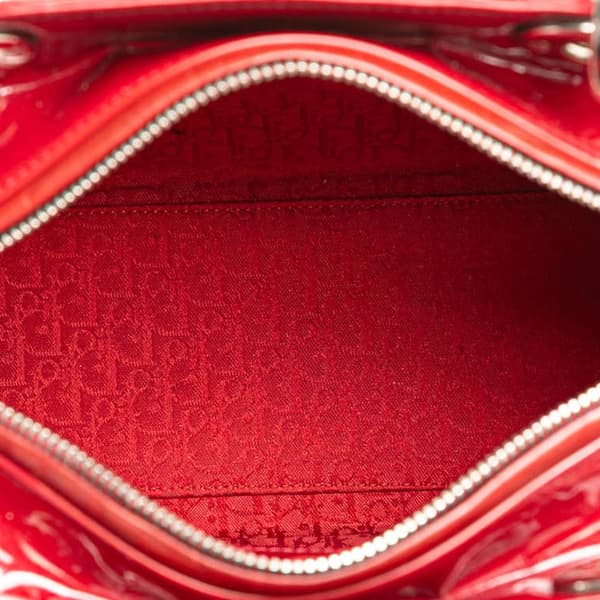 Pre-owned Dior Medium Patent Cannage Lady Dior Red