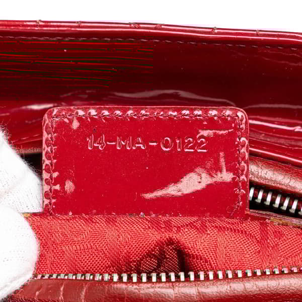 Pre-owned Dior Medium Patent Cannage Lady Dior Red