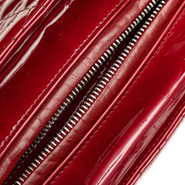 Pre-owned Dior Medium Patent Cannage Lady Dior Red