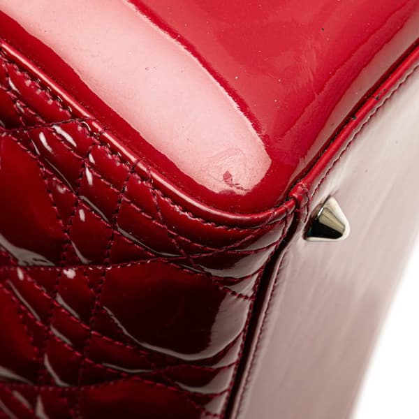 Pre-owned Dior Medium Patent Cannage Lady Dior Red