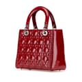 Miniatyrbilde 2 av 10: Pre-owned Dior Medium Patent Cannage Lady Dior Red