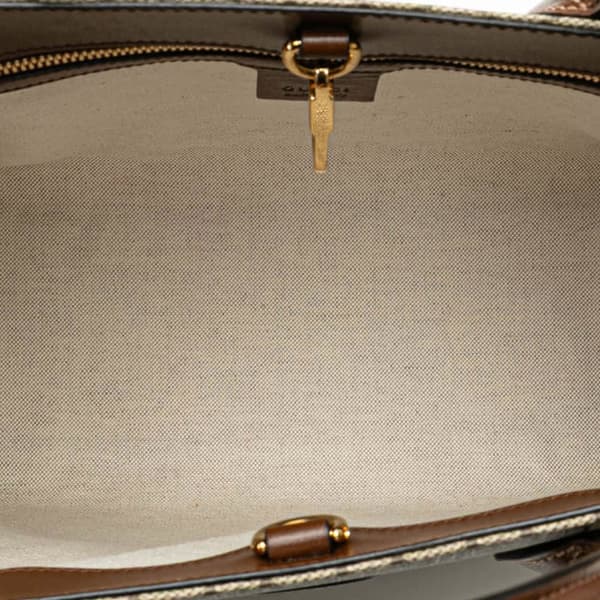 Pre-owned Gucci Small GG Supreme Interlocking G Tote Brown