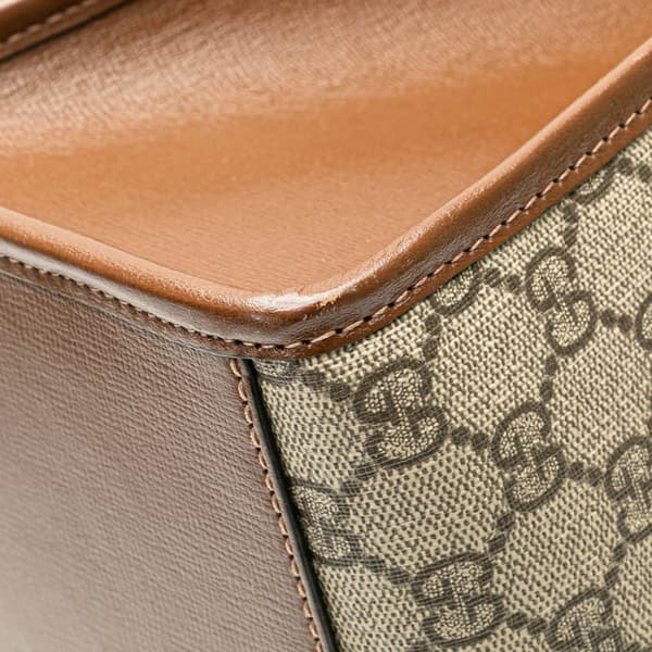 Pre-owned Gucci Small GG Supreme Interlocking G Tote Brown