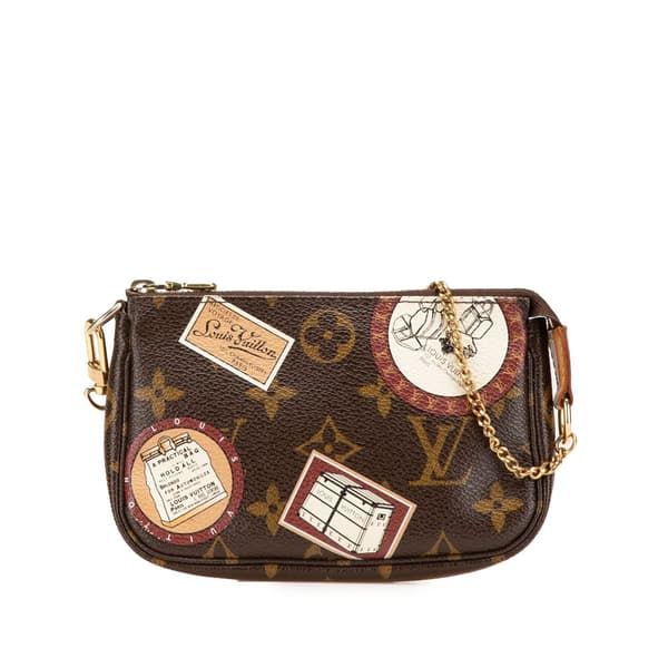 Pre-owned Louis Vuitton Monogram Patch Mini Pochette Accessoires Brown