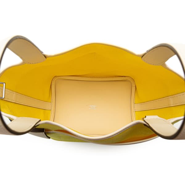 Pre-owned Hermès Toile Goeland and Swift Cargo Picotin Lock 18 Yellow