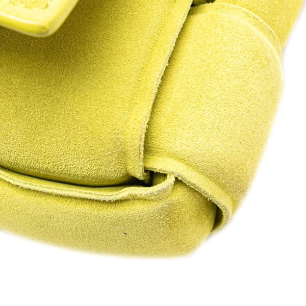 Pre-owned Bottega Veneta Suede Intrecciato Padded Chain Cassette Satchel Yellow