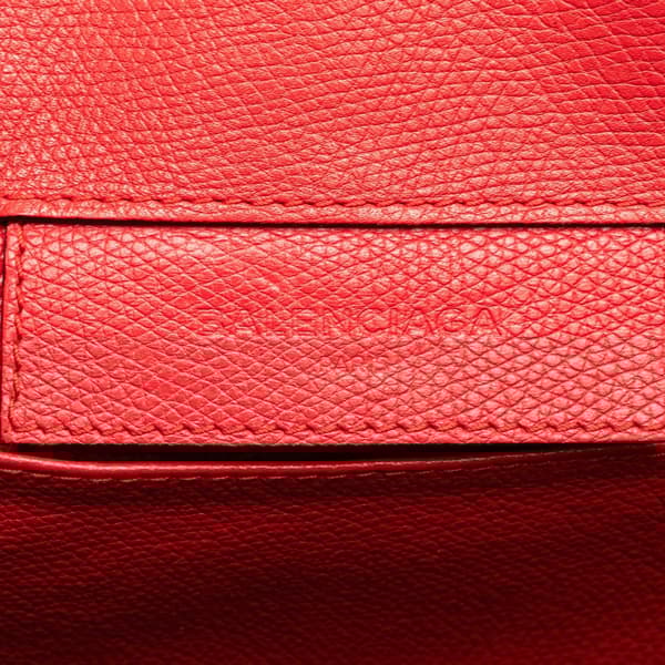 Pre-owned Balenciaga Mini Leather Papier A6 Zip Around Satchel Red