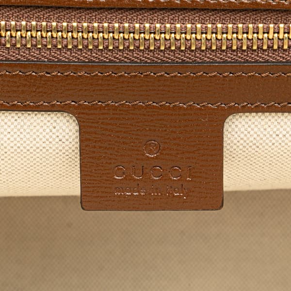 Pre-owned Gucci Small GG Supreme Horsebit 1955 Satchel Brown