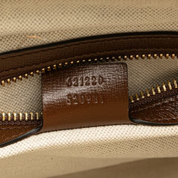 Pre-owned Gucci Small GG Supreme Horsebit 1955 Satchel Brown