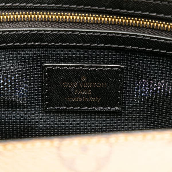Pre-owned Louis Vuitton Monogram Reverse Tressage Tote MM Brown