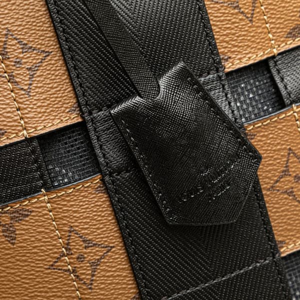 Pre-owned Louis Vuitton Monogram Reverse Tressage Tote MM Brown