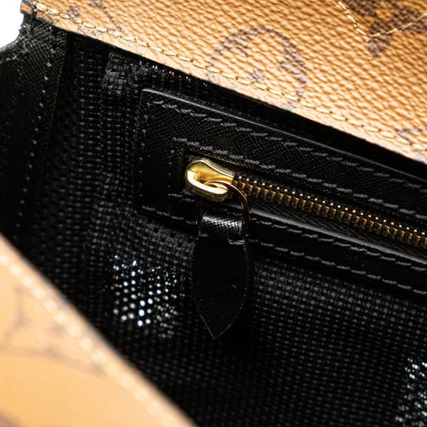 Pre-owned Louis Vuitton Monogram Reverse Tressage Tote MM Brown