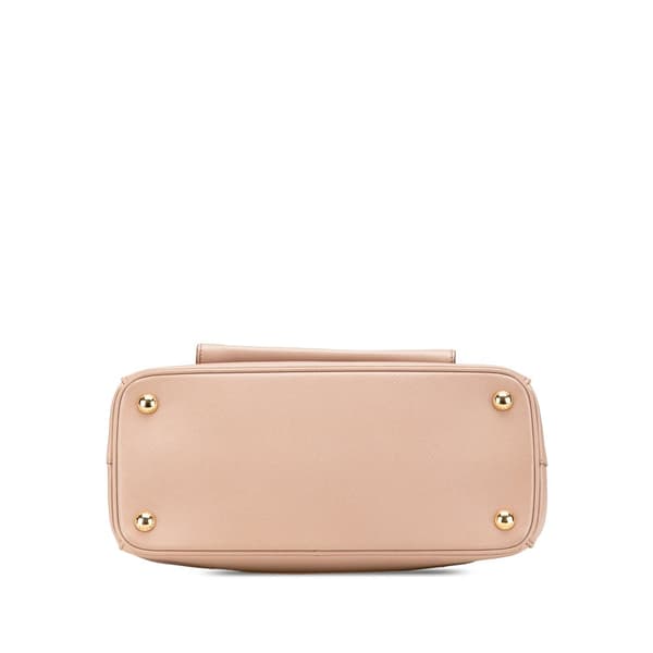 Pre-owned Prada Saffiano Lux Front Pocket Galleria Double Zip Satchel Pink