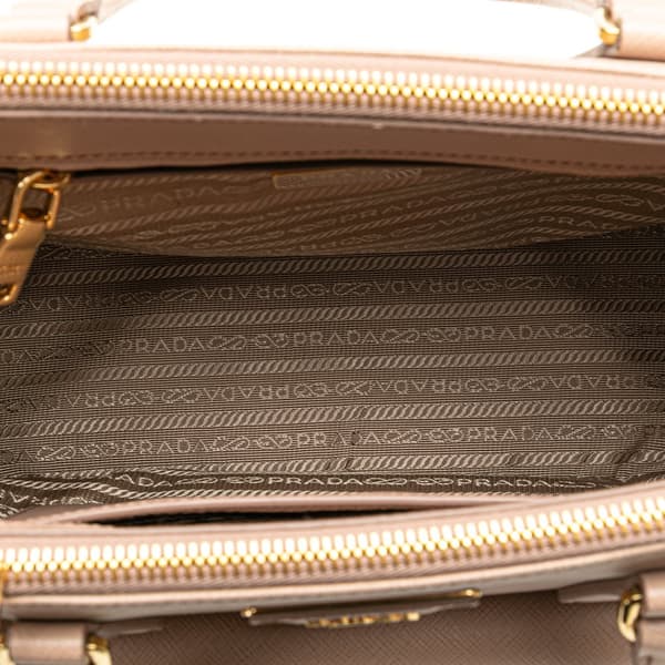 Pre-owned Prada Saffiano Lux Front Pocket Galleria Double Zip Satchel Pink