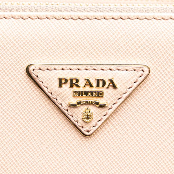 Pre-owned Prada Saffiano Lux Front Pocket Galleria Double Zip Satchel Pink
