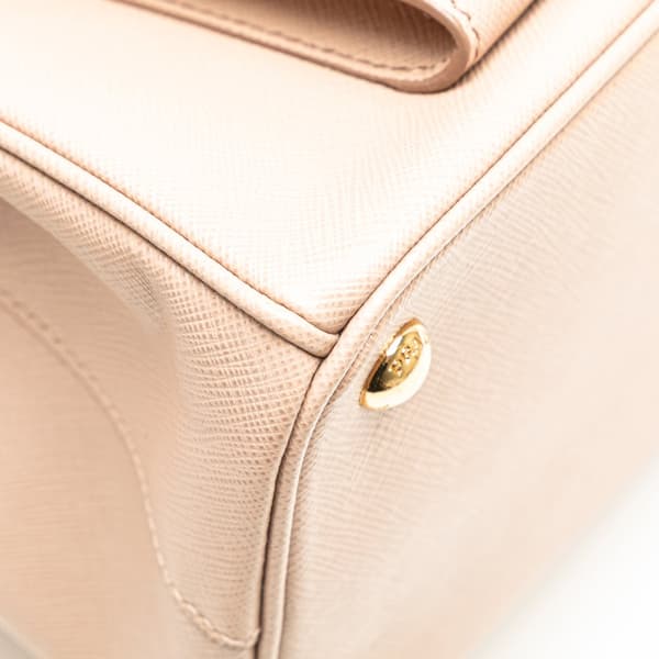 Pre-owned Prada Saffiano Lux Front Pocket Galleria Double Zip Satchel Pink