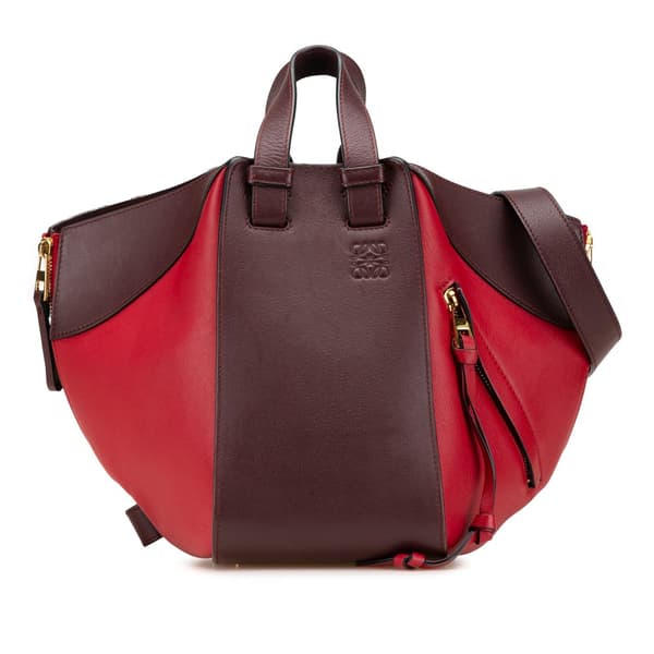 Pre-owned LOEWE Small Bicolor Calfskin Hammock Bag Red