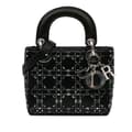 Miniatyrbild 1 av 10: Pre-owned Dior Mini Satin Cannage Strass Crystal Embellished Lady Dior Black