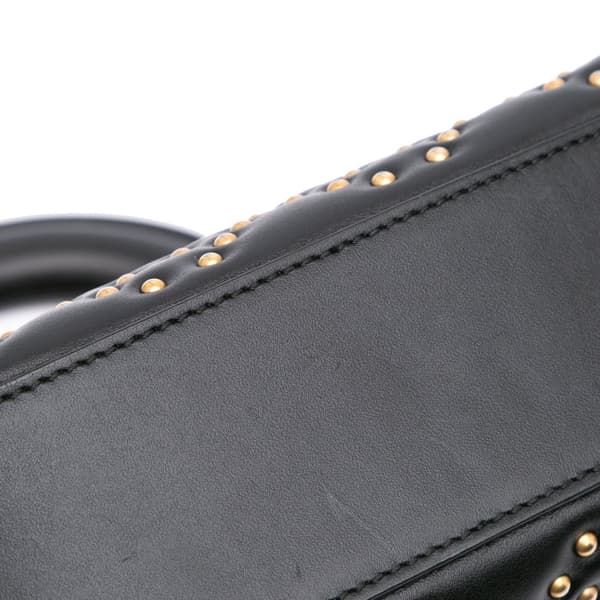 Pre-owned Dior Mini Lambskin Cannage Studded Supple Lady Dior Black