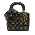 Miniatyrbild 1 av 10: Pre-owned Dior Mini Lambskin Cannage Studded Supple Lady Dior Black
