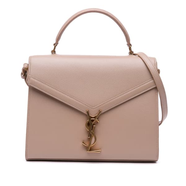 Pre-owned Saint Laurent Medium Grain de Poudre Cassandra Top Handle Bag Brown