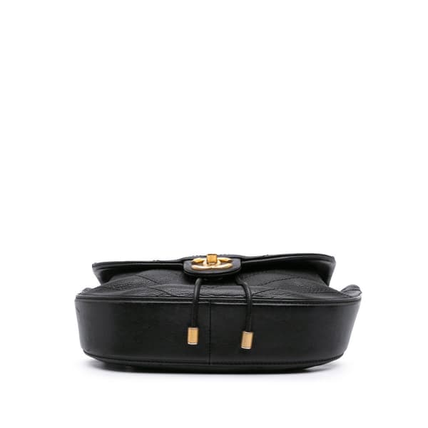 Pre-owned Chanel CC Chevron Lambskin Round Flap Satchel Black