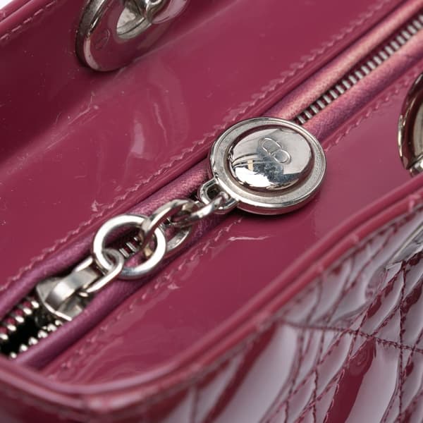 Pre-owned Dior Large Patent Cannage Lady Dior Pink