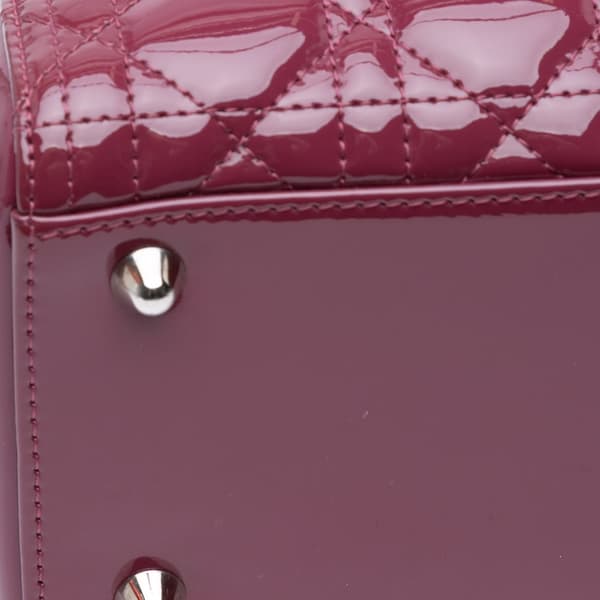 Pre-owned Dior Large Patent Cannage Lady Dior Pink
