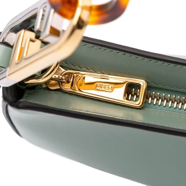 Pre-owned Fendi Leather O'lock Swing Satchel Green
