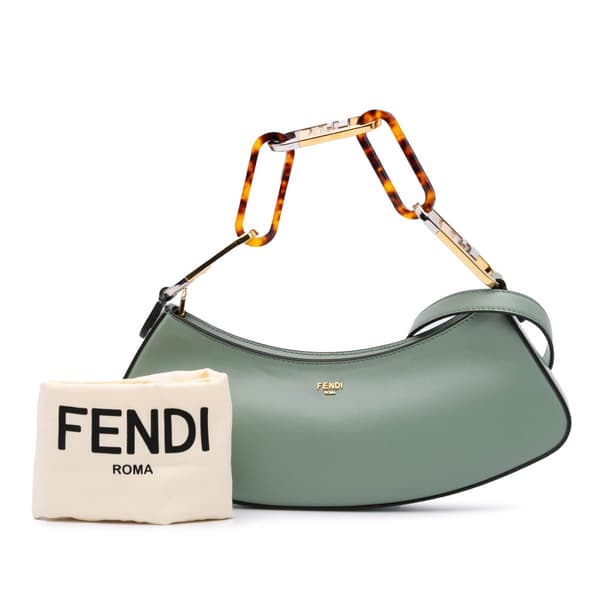 Pre-owned Fendi Leather O'lock Swing Satchel Green