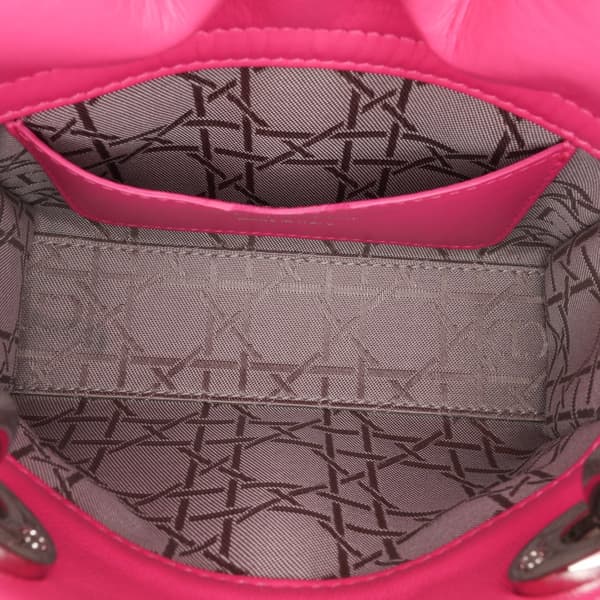 Pre-owned Dior Micro Lambskin Cannage Lady Dior Pink