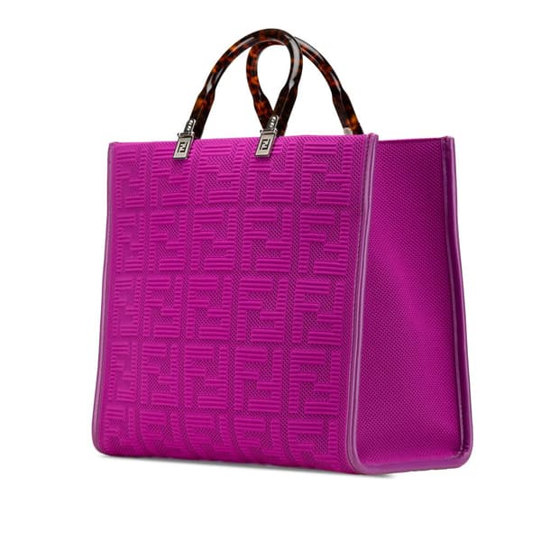 Pre-owned Fendi Medium Zucca Canvas Sunshine Shopper Tote Purple