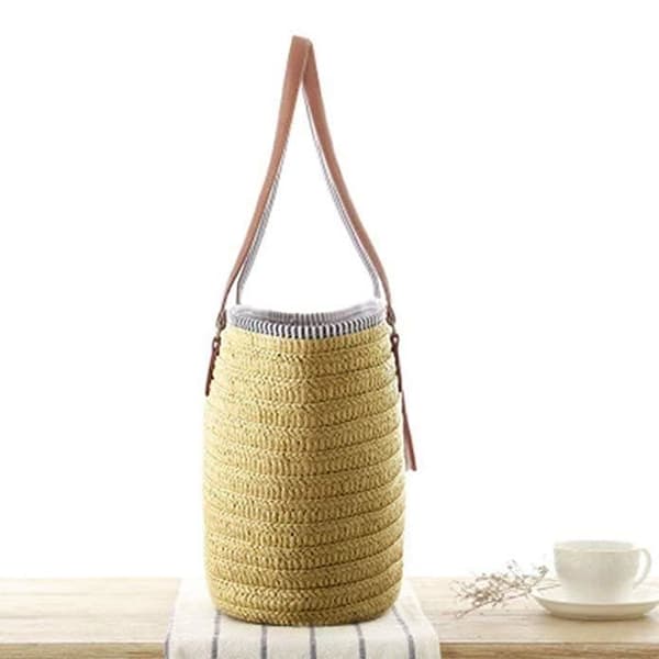 Handväska - Enkel - Halm - 48x31x16 cm - Axelrem - Sommarstil