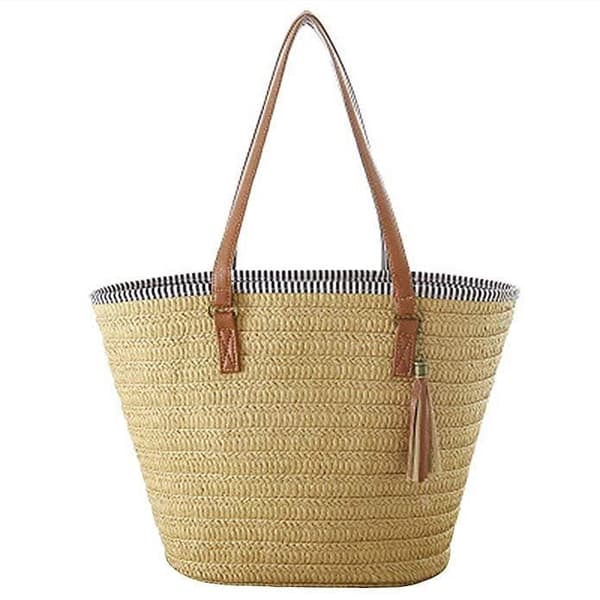 Handväska - Enkel - Halm - 48x31x16 cm - Axelrem - Sommarstil