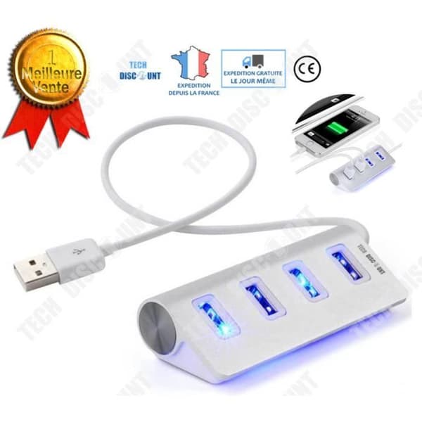 USB grenuttag - Praktisk - Vit - 4 portar - Kompakt - Resedesign