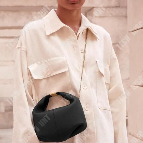 TD® Bento-väska i äkta läder Rope Knot One Shoulder Chain Bag Dubbel Crossbody Damväska Nisch Mode Design Handväska