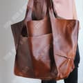 Miniatyrbild 2 av 4: TD® New Fashion Retro Enkel storväska Mjukt läder Stor kapacitet En axel Bärbar Tote Hink Big Bag