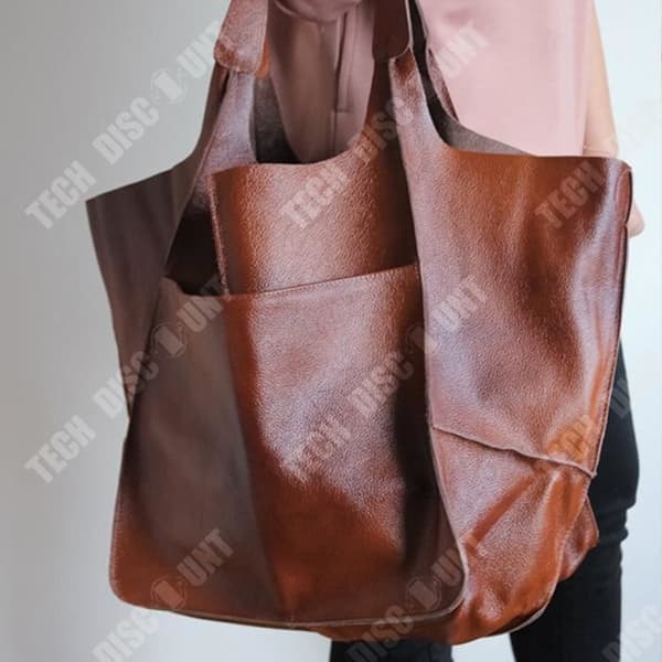 TD® New Fashion Retro Enkel storväska Mjukt läder Stor kapacitet En axel Bärbar Tote Hink Big Bag