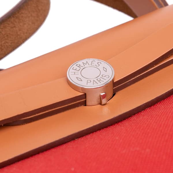 Pre-owned Hermès Toile Herbag Zip 31 Orange