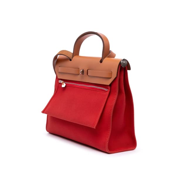 Pre-owned Hermès Toile Herbag Zip 31 Orange