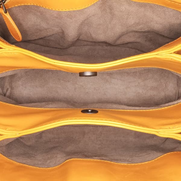 Pre-owned Bottega Veneta Mini Nappa Intrecciato Roma Satchel Yellow