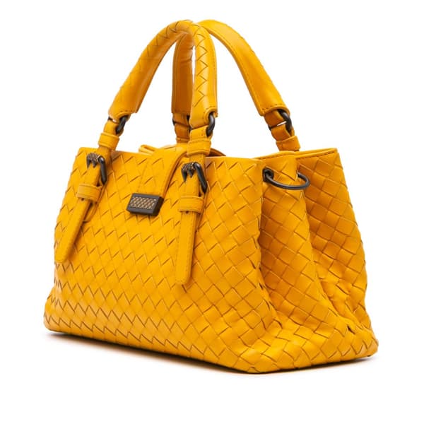 Pre-owned Bottega Veneta Mini Nappa Intrecciato Roma Satchel Yellow