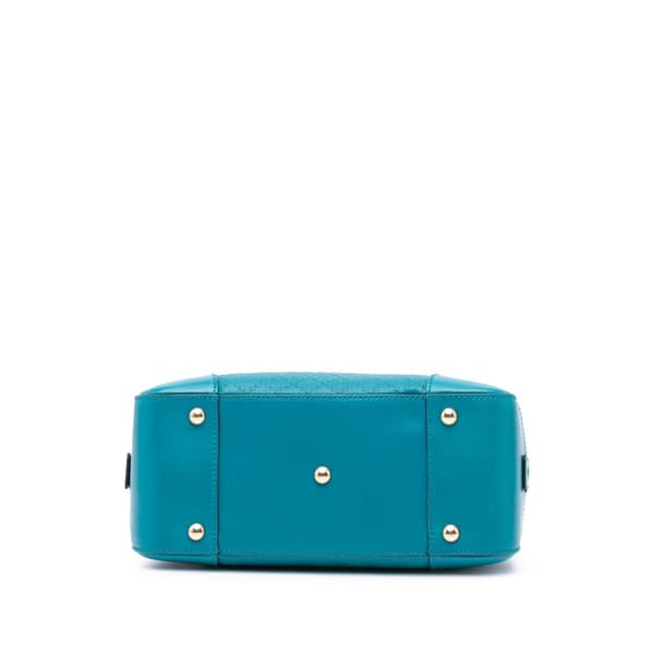 Pre-owned Gucci Small Diamante Leather Bright Satchel Blue