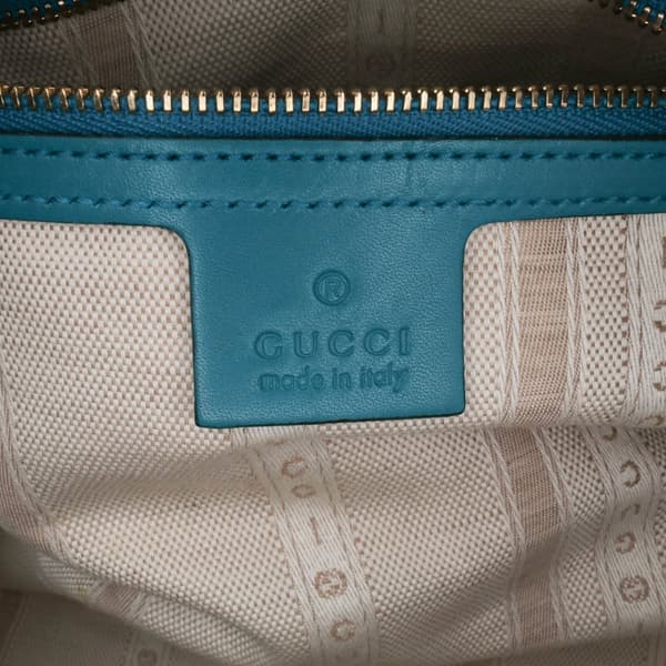 Pre-owned Gucci Small Diamante Leather Bright Satchel Blue
