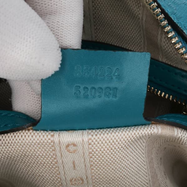 Pre-owned Gucci Small Diamante Leather Bright Satchel Blue
