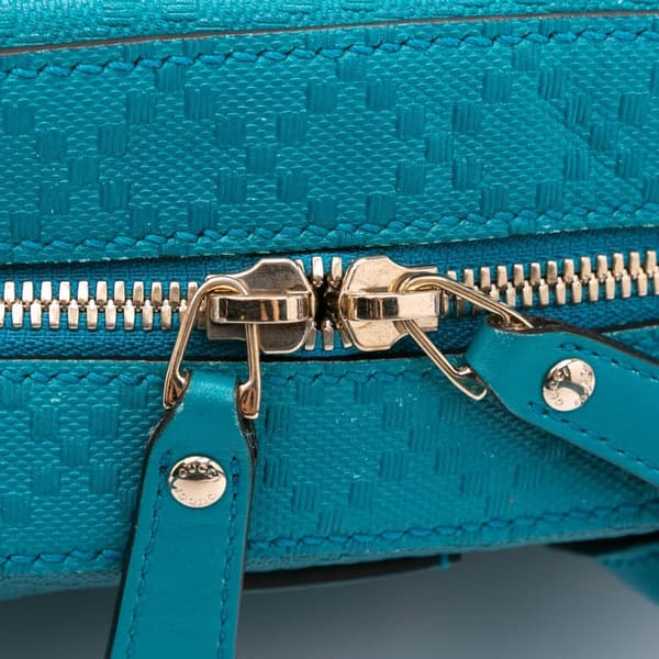 Pre-owned Gucci Small Diamante Leather Bright Satchel Blue