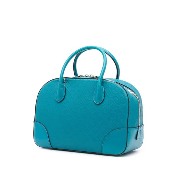 Pre-owned Gucci Small Diamante Leather Bright Satchel Blue