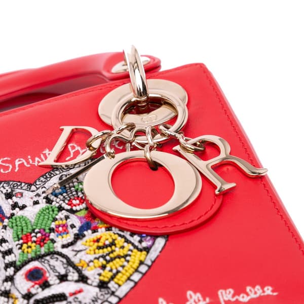 Pre-owned Dior Niki De Saint Phalle Mini Calfskin Lady Dior Red